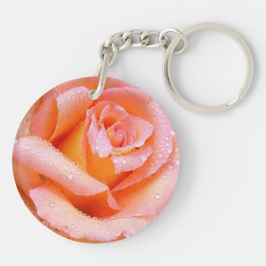 Peachy Dew Roos Beauful Photo Sleutelhanger (Achterkant)
