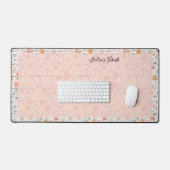 Peachy Floral Design - Gepersonaliseerde bureaulat Bureaumat (Keyboard & Muis)