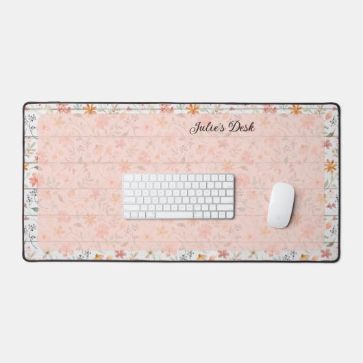 Peachy Floral Design - Gepersonaliseerde bureaulat Bureaumat (Keyboard & Muis)