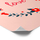 Peachy Floral Love Wreath Poster (Hoek)