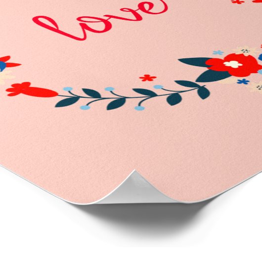 Peachy Floral Love Wreath Poster (Hoek)