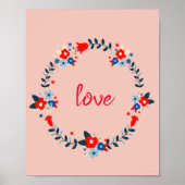 Peachy Floral Love Wreath Poster (Voorkant)
