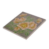 Peachy Floral Majolica Faux Relief c1900 Repro Tegeltje (Zijkant)