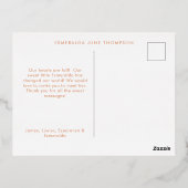 Peachy florale geboorte aankondiging Folie Briefka (Achterkant)