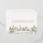 Peachy florale geboorte aankondiging Folie Briefka (Voorkant / Achterkant)