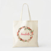 Peachy Flowered Summer Wedding Wreath Tote Bag (Voorkant)
