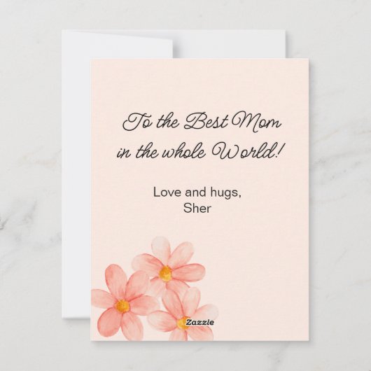 Peachy Flowres Moederdag Feestdagenkaart (Achterkant)