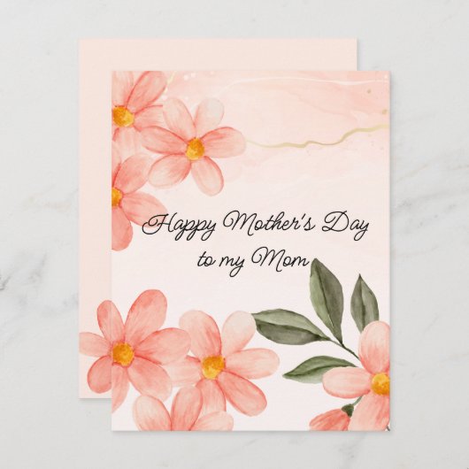 Peachy Flowres Moederdag Feestdagenkaart (Voorkant / Achterkant)