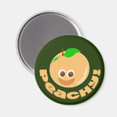 Peachy Fun Fruity Happy Cartoon Art Time Magneet (Voorkant / Achterkant)