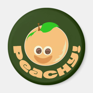 Peachy Fun Fruity Happy Cartoon Art Time Magneet