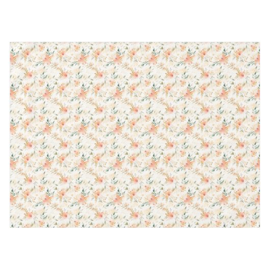 Peachy Gold Bloemen Abstract Tafelkleed (Voorkant (Horizontaal))