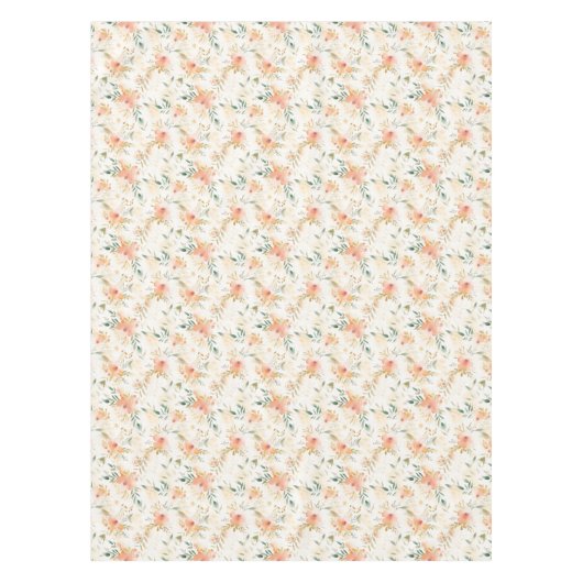 Peachy Gold Bloemen Abstract Tafelkleed (Voorkant)