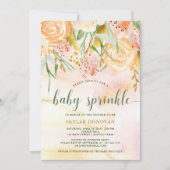 Peachy Gold Waterverf Floral | Baby Sprinkle Kaart (Voorkant)