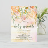 Peachy Gold Waterverf Floral | Baby Sprinkle Kaart (Staand voorkant)