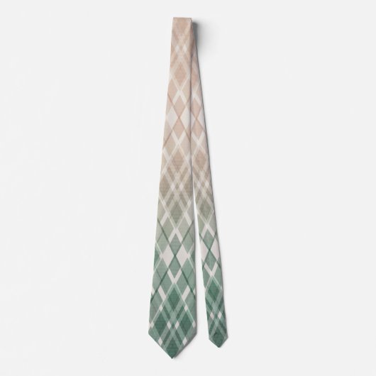 Peachy Green Rearrangeerde Argyle Stropdas (Voorkant)