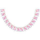 Peachy Happy Birthday Bubble Gum Roze Perzik Bloem Vlaggetjes (Alle)