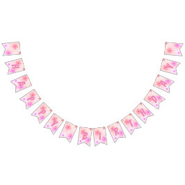 Peachy Happy Birthday Bubble Gum Roze Perzik Bloem Vlaggetjes