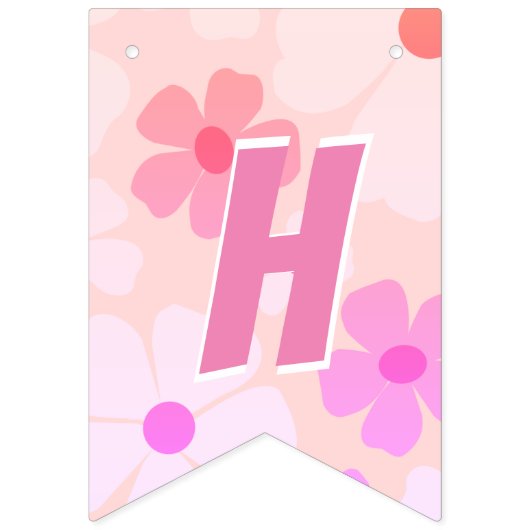 Peachy Happy Birthday Bubble Gum Roze Perzik Bloem Vlaggetjes (Tweede vlag)