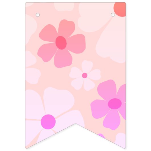 Peachy Happy Birthday Bubble Gum Roze Perzik Bloem Vlaggetjes (Eerste vlag)