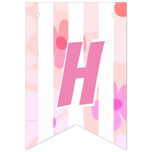 Peachy Happy Birthday Bubble Gum Roze Perzik Bloem Vlaggetjes (Tweede vlag)