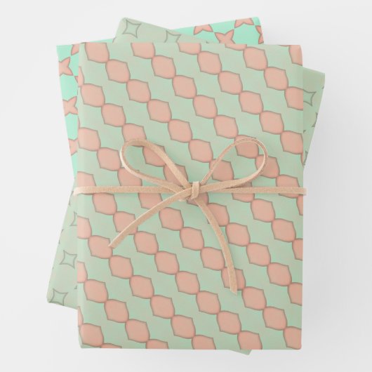 Peachy Harmony Wrapping Paper Flat Sheet Set (In situ)