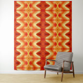 Peachy Ikat too Sangria Wandkleed (In situ)