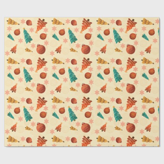 Peachy kerstboom cadeaupapier (Vlak)