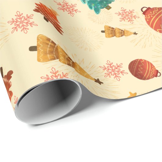 Peachy kerstboom cadeaupapier (Rol Hoek)