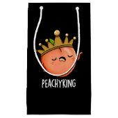 Peachy King Funny Peach Pun Dark BG Klein Cadeauzakje (Voorkant)