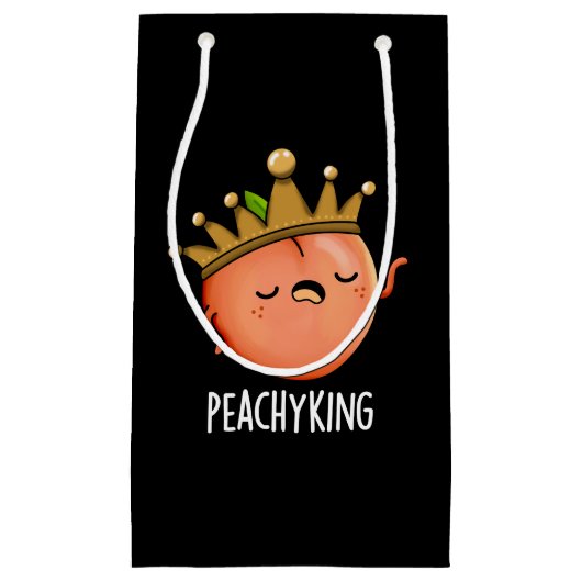 Peachy King Funny Peach Pun Dark BG Klein Cadeauzakje (Voorkant)