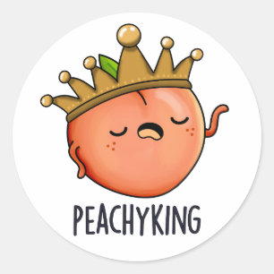 Peachy King Grappige Peach Pun Ronde Sticker