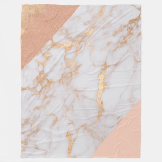 Peachy Marble Elegance Fleece Deken (Voorkant)