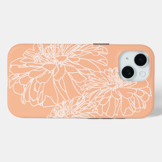 Peachy minimalistische witte lijn bloemenlijn Case-Mate iPhone case (Achterkant (horizontaal))
