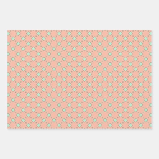 Peachy Mint Magic Wrapping Paper Flat Sheet Set (Voorkant)