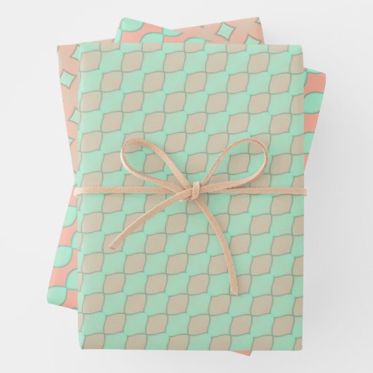 Peachy Mint Tango Wrapping Paper Flat Sheet Set (In situ)