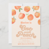 Peachy One-uitnodiging | Peach Birthday Invitation Kaart (Voorkant)