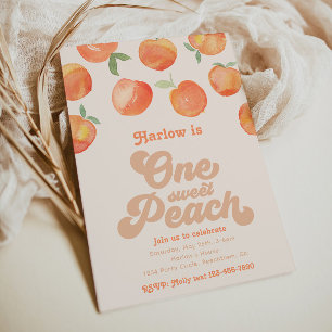 Peachy One-uitnodiging   Peach Birthday Invitation Kaart