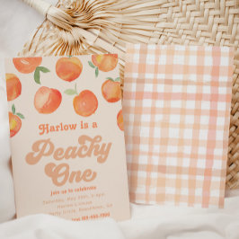 Peachy One-uitnodiging | Peach Birthday Invitation Kaart