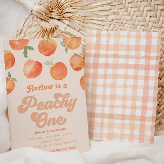 Peachy One-uitnodiging | Peach Birthday Invitation Kaart