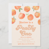 Peachy One-uitnodiging | Peach Birthday Invitation Kaart (Voorkant)