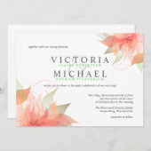 Peachy Oranje en Green Wedding Invitations Kaart (Voorkant / Achterkant)