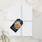 Peachy Oranje Garden Roos Flower Happy Birthday Cadeaulabel (Met Touw)