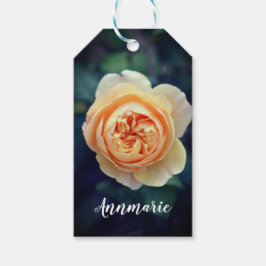 Peachy Oranje Garden Roos Flower Happy Birthday Cadeaulabel