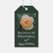 Peachy Oranje Garden Roos Flower Happy Birthday Cadeaulabel (Achterkant)