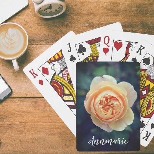 Peachy Oranje Garden Roos Flower Personalized Pokerkaarten