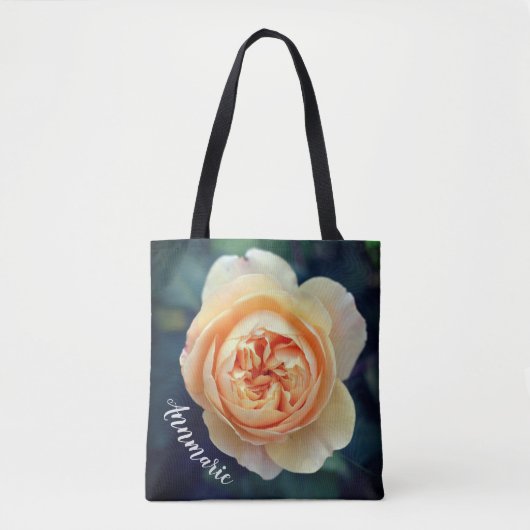 Peachy Oranje Garden Roos Flower Personalized Tote Bag (Voorkant)