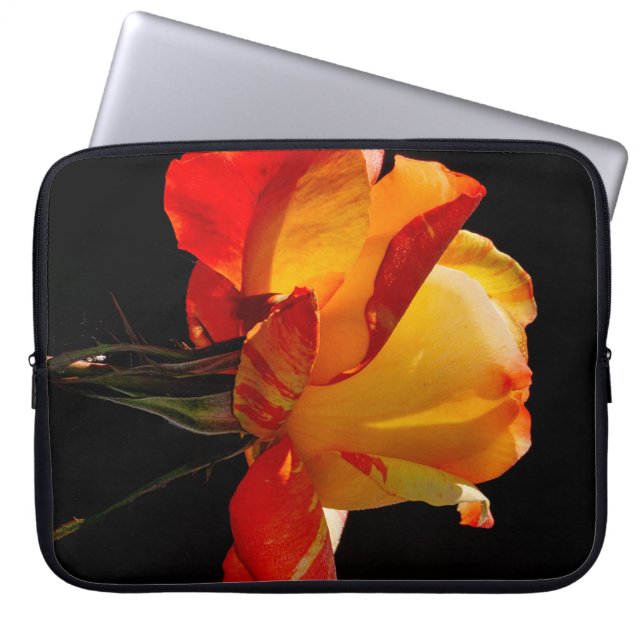 Peachy Oranje Roos Laptop Sleeve (Voorkant)