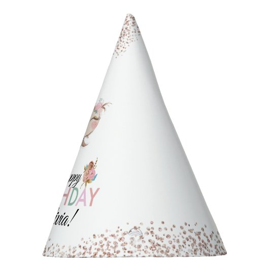 Peachy Owl Faux Glitter Birthday Pet Feesthoedjes (Rechts)