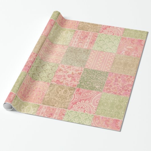 Peachy Patchwork Cadeaupapier (Uitgerold)