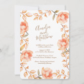 Peachy Peonies bruiloft uitnodiging (Voorkant)